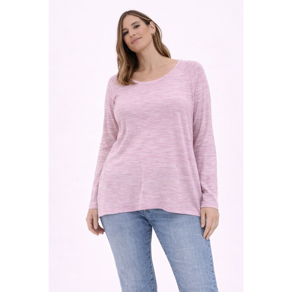Champion Elite‎ Pullover Women Size M Pink Space Dye Raglan High Low Activewear